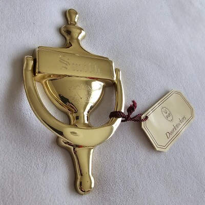 G&D Doorknockers Solid Brass Personalized Engraved Last Name Smith Heart Flowers