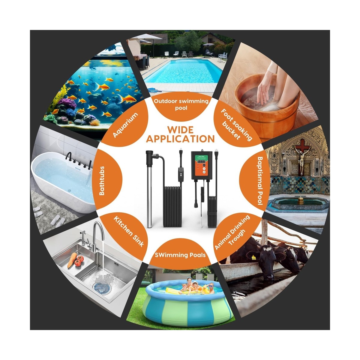 テスト 1800W Fully Submersible Pool & Hot Tub Water Heater – Portable