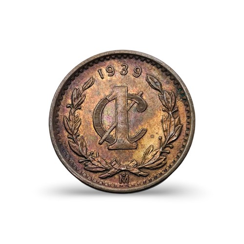 1939 M Mexico 1 Centavo - Gorgeous Colorful Toning! - Combined Ship - Picture 2 of 2