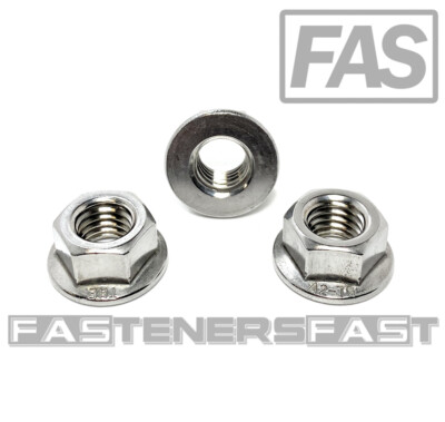 (10) M10 x 1.50 Stainless Steel Non-Serrated Flange Nuts DIN6923 Nuts M10 A2