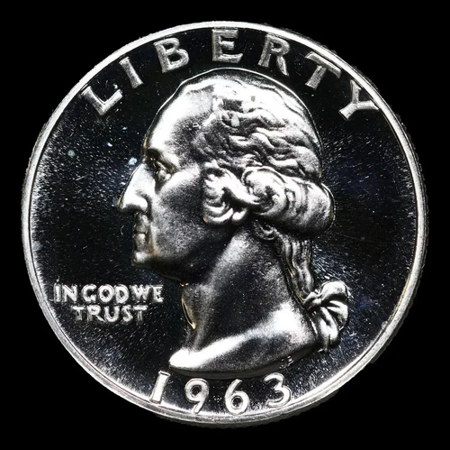 1963 Washington Quarter 25C Proof/CAM GEM++ Uncirculated Coin (#16-4970)