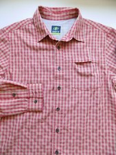 NORDIC TRACK Button Front Shirt Size MEDIUM RED Check Rayon Outdoor Nordictrack