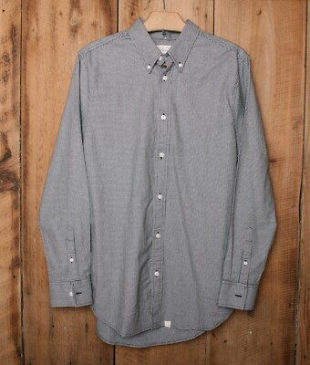 FIVE FOUR Nick Wooster 'Foster' Black Houndstooth Plaid Button Front Shirt Sz. M