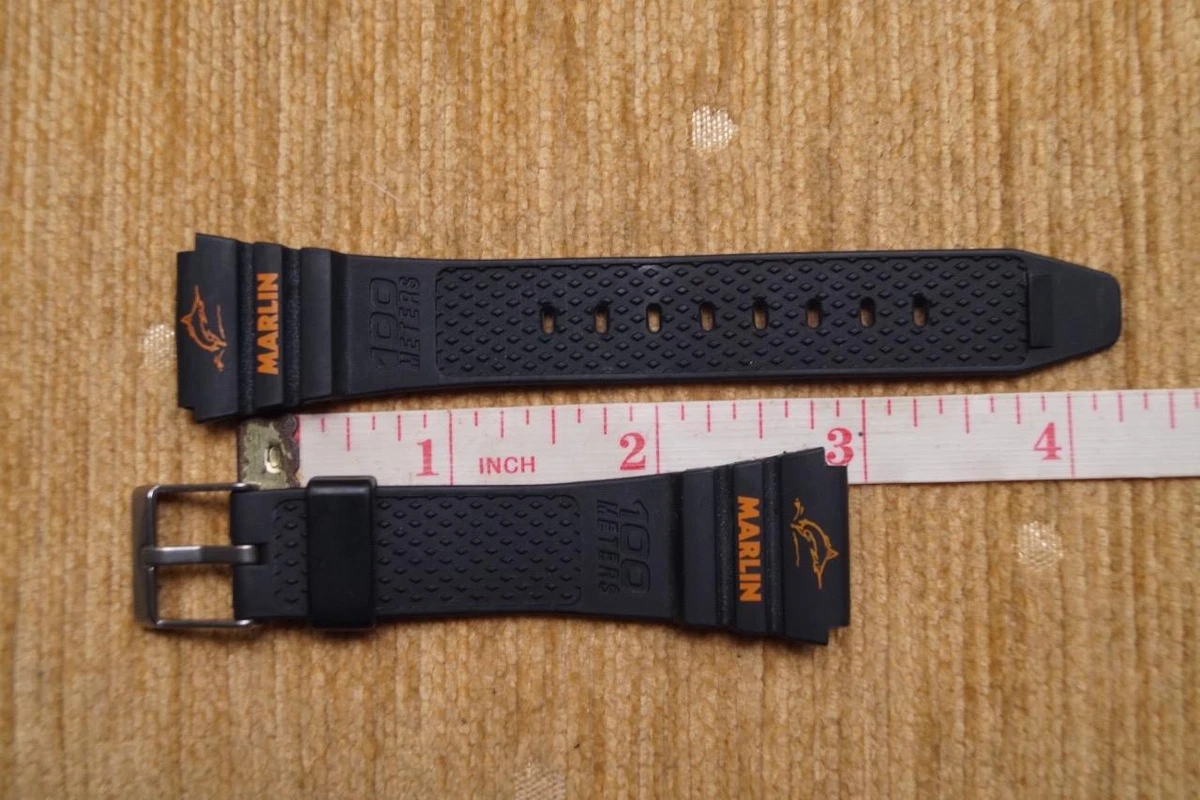 19MM TIMEX MARLIN BLACK RUBBER SPORT WATCH BAND STRAP FITS IRONMAN TRIATHLON