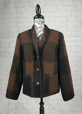 Michael Phillips Button Front Lined Size 8 Jacket Pockets Geometric Print B22