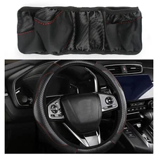 Premium Carbon Leather Steering Wheel Cover 15" - Anti-Slip Secure Comfort Grip