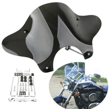 Universal Motorcycle Windshield Windscreen With Mounting Kit Smoke For Cruiser