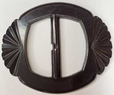 VTG Art Deco Dark Brown Carved Bakelite Belt Buckles Button Lot