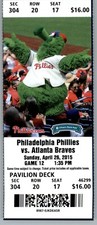 Atlanta Braves vs Philadelphia Phillies 4/26/2015 Full Ticket - Ryan Howard HR