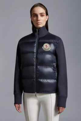Moncler Navy Blue Padded Zip-Up Sweatshirt V5118 Womens Size L