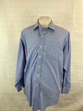 Brooks Brothers Men's Blue Windowpane Plaid Cotton Dress Shirt 17 34 158