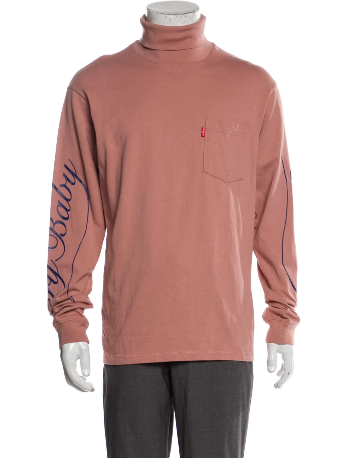 Розовая рубашка-водолазка CHRISTIAN DADA с вышитым карманом из хлопка, размер 46, подходит для размера M