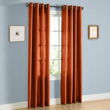 FAUX SILK Window Treatments Curtains MIRA GROMMETS 63" 84" 108" RUST