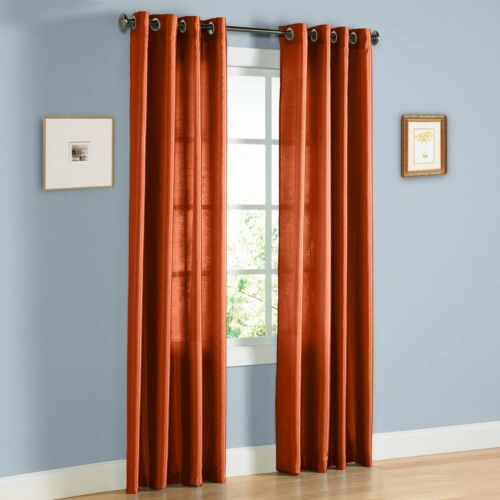 FAUX SILK  Window Treatments Curtains MIRA GROMMETS 63" 84" 108" RUST  - 第 1/1 張圖片