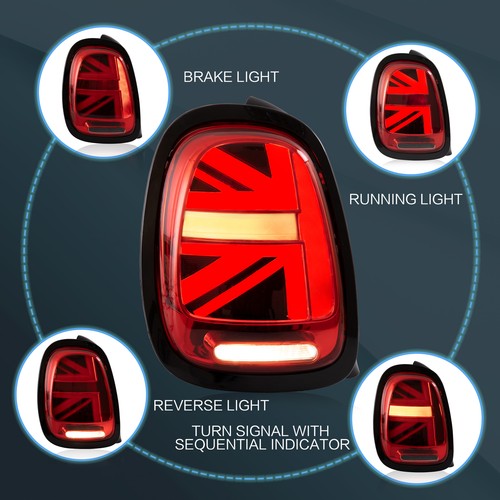 LED Tail Light Red For 2014-2021 Mini Cooper F55F/56F/57 Sequential Rear Lamps - Picture 2 of 9