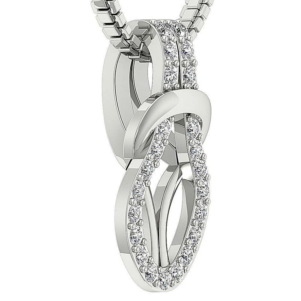 Collar colgante nudo 0,25 quilates I1 G diamante redondo 0,70 pulgadas oro amarillo macizo 14K Foto 3 de 4