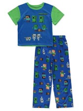 MInecraft Steve, Wolf and Hostile Mob Boy's Short-Sleeved Pajama Set