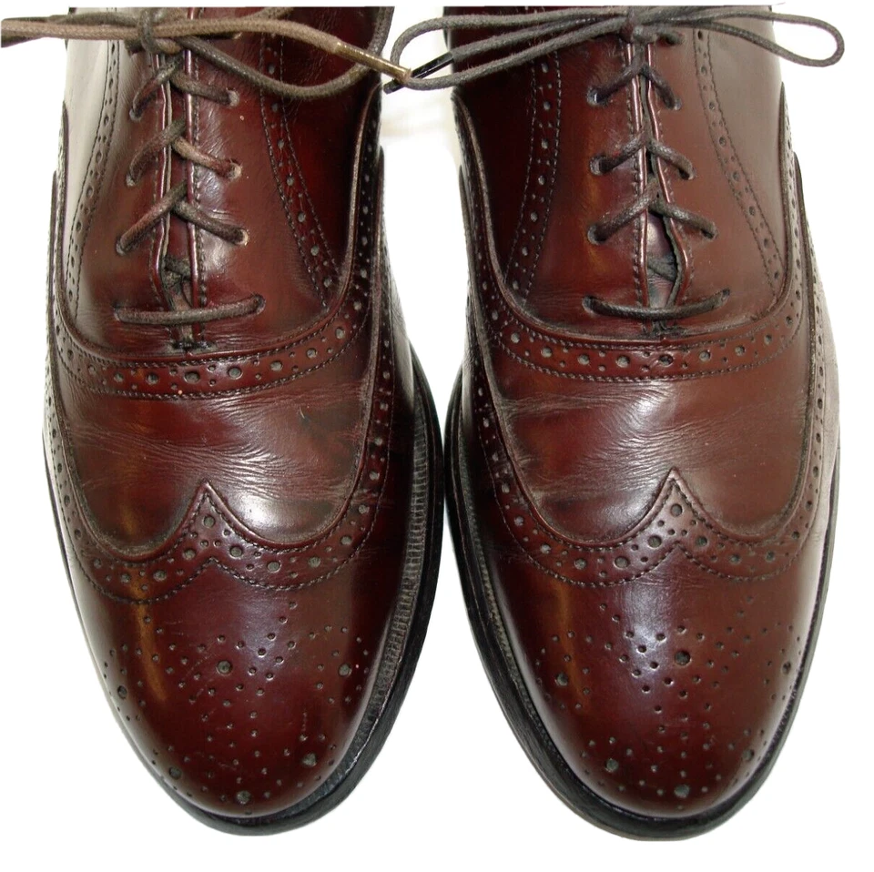 Sz 8 STAFFORD COMFORT PLUS VINTAGE Men's Shoes Wingtip Burgundy Leather US MADE - Image 2 of 4