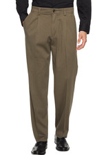 Dockers Men Stretch Easy Khaki Classic Fit Pleated Pants Dark Pebble Size 34X29