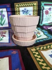 MCM McCoy Pottery Pink Basket Weave 3.25" Flower Pot USA Planter Saucer
