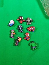 Lot of 9 Superhero Shoe Charms DC Marvel Spiderman Avengers Jibbitz Kid Titans