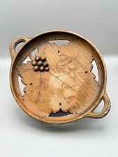 Vintage Schweizer Musik Holz Tablett handgeschnitzt Weinrebe Blatt Weggiserlied Schweiz