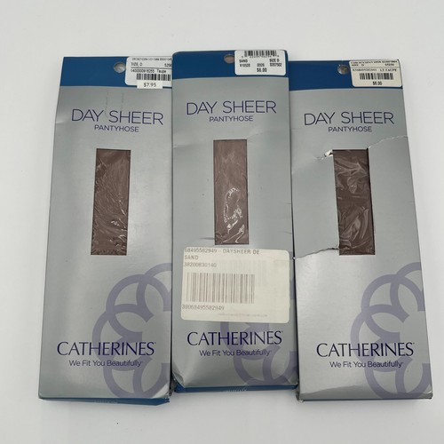 Catherines Pantyhose Day Sheer Hosiery Taupe Size D Lot of 3 Comfort Plus Size