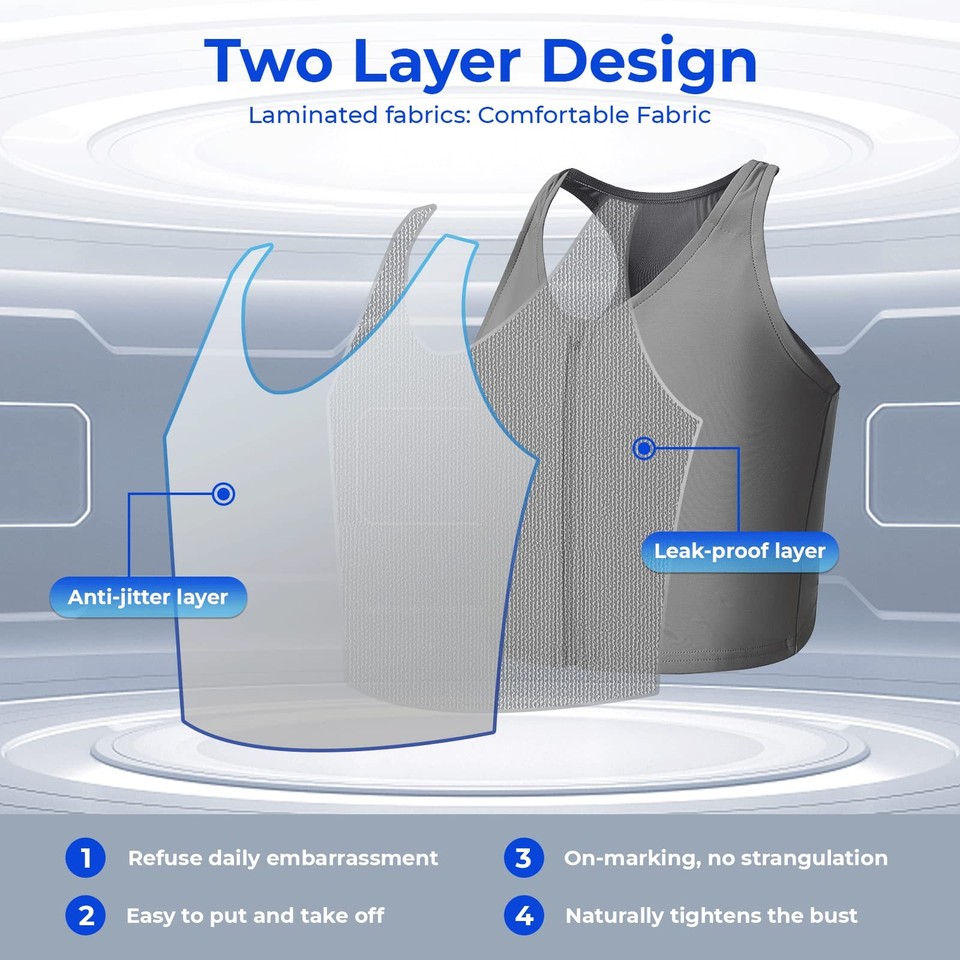 Wonabi Borstbinder Met Rits - Comfortabele Half Tank Top Voor Transgender & FTM Compressie | Inclusief 10 Gratis Stickers
