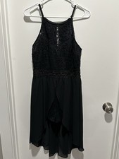 By & By Black Lace Dress With Shorts And Flowing Skirt