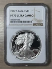1987 S Proof American Silver Eagle 1oz NGC PF70 Ultra Cameo