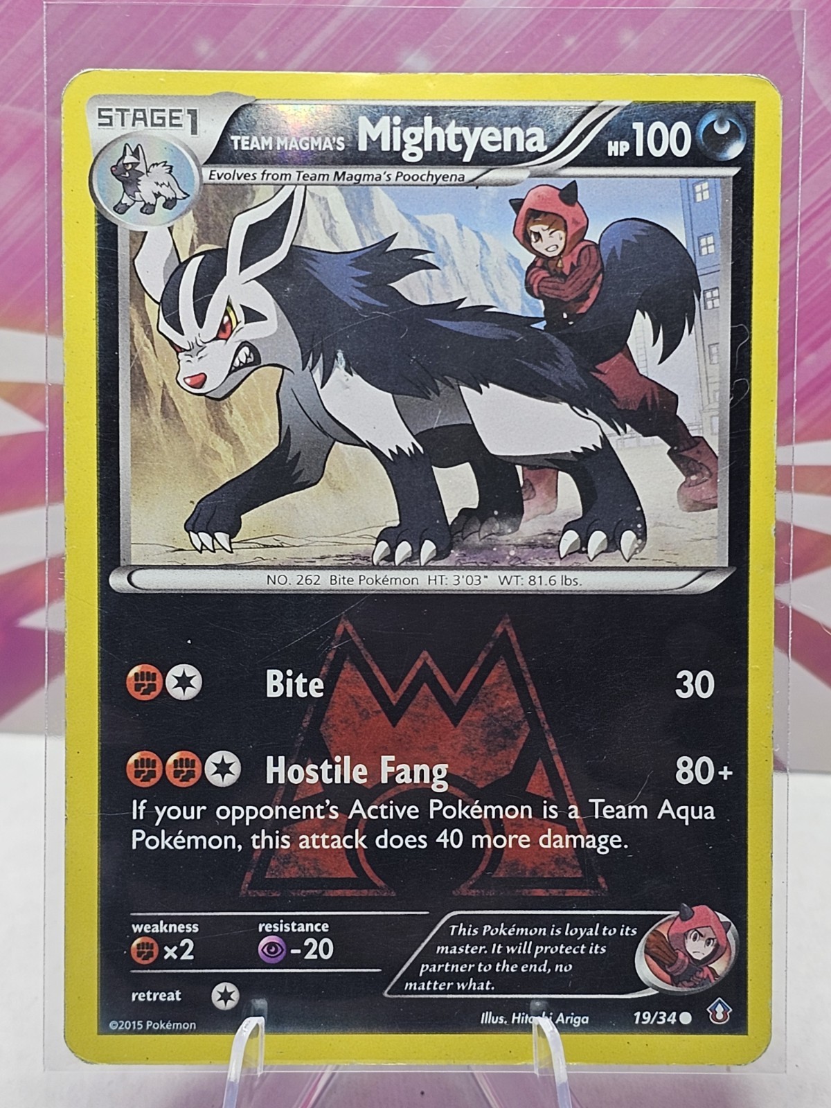 Team Magma's Mightyena 19/34 XY Double Crisis 2015 Reverse Holo