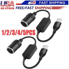 USB To 12V Car Cigarette Lighter Female Socket Converter Adapter Cable Connector