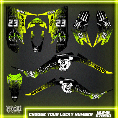 Yamaha Raptor 350 graphics kit 2004 2006 2009 to 2014 decals stickers atv utv