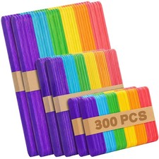 300PCS Colored Craft Sticks, 3 300pcs-3 Sizes (2.5",4.5",6"), Multicolor