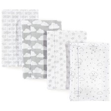 Unisex Baby Cotton Flannel Burp Cloths, Gray Clouds, One Size