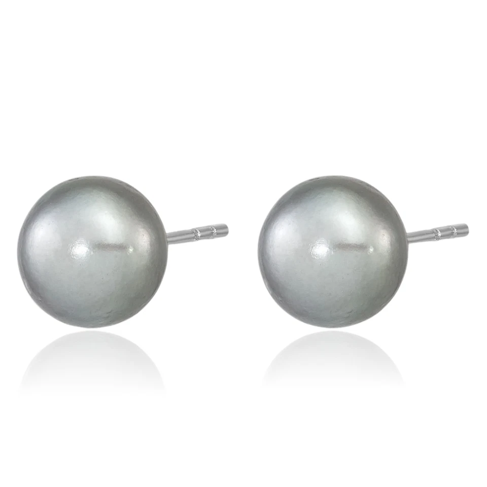 Collar elástico de plata de ley 925 de 7 mm gris redondo de perlas cultivadas de agua dulce... Foto 3 de 4