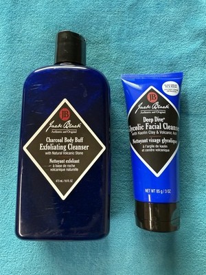 NEW ~ JACK BLACK Charcoal Body Buff Exfoliating & Deep Dive Glycolic Cleanser