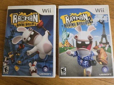 Set of 2 Nintendo Wii Rayman Rabbids Raving Rabbids 1 & Raving Rabbids 2 - EXC 