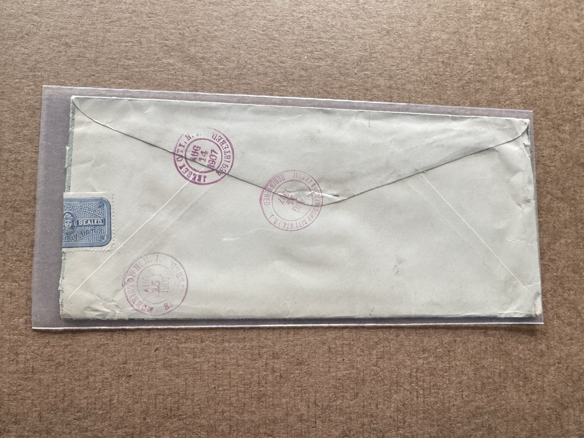 匿名ページ US 1907 Cover +Bi-Color Frank #307+301 +Post Office Seal #OX13 +