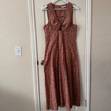 Madewell Stephanie Twist-Front Boho Midi Dress Floral size 10 vacation,s