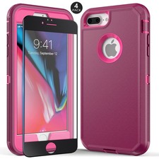 Red For Apple iPhone 6 6s 7 8 Plus Hard Case Shockproof Cover Screen Protector