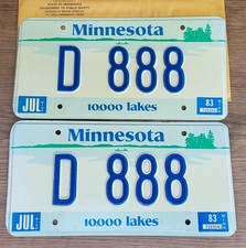 1983 Minnesota License Plate Pair Tags # D 888  **FREE Local Pick up**
