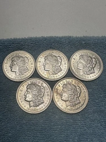 1985 Silver Trade Unit Morgan Dollar  1 Troy Oz 999 Fine Silver Round. LOT OF 5