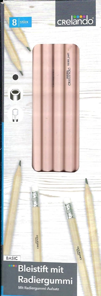 ( Bleistifte Naturholz mit Radiergummiaufsatz, von Crelando Neu & OVP