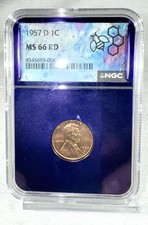 Trader Bea 1957 D 1C MS 66 RD - Purple Core - Wheat Cent - NGC Graded Penny