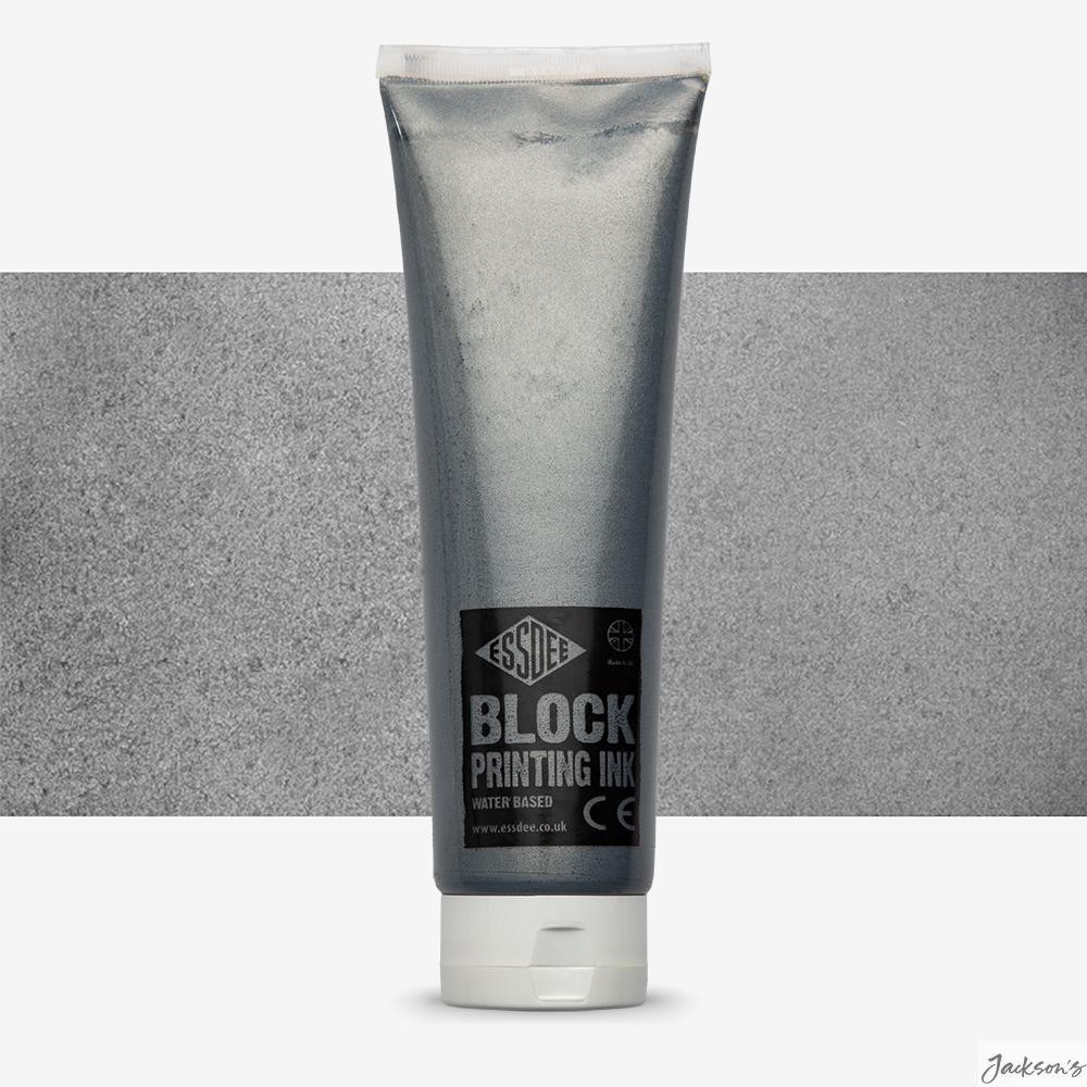 Essdee Premium Block Printing Ink Water Based 300ml Metallic Silver Printmaking