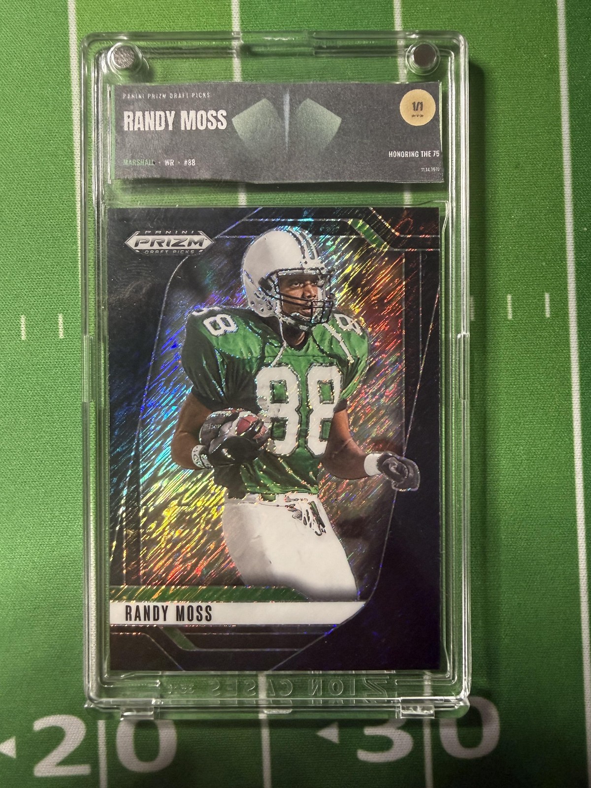 2025 Panini Prizm Draft Picks #181 Randy Moss Prizms Black Shimmer #/1