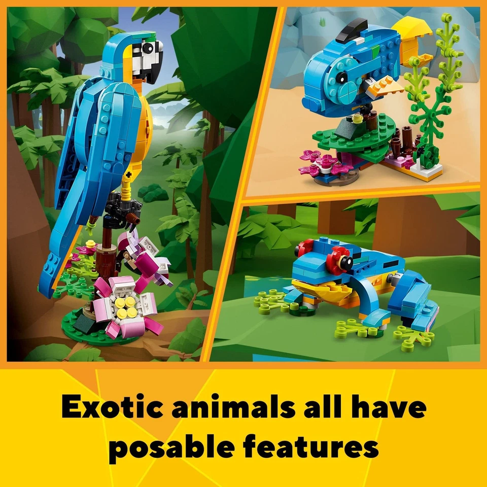 LEGO Creator 3 in 1 Exotic Parrot Building Toy Set, Transforms to 3 Different - Image 4 of 4