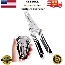 18 In 1 Foldable Ｗire Stripper Crimper, Multifunctional Folding Wire Grey