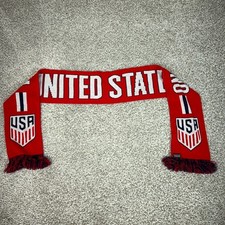 USA Soccer Scarf One Size Red Blue White National Team Knit Fan Gear Futbol Logo